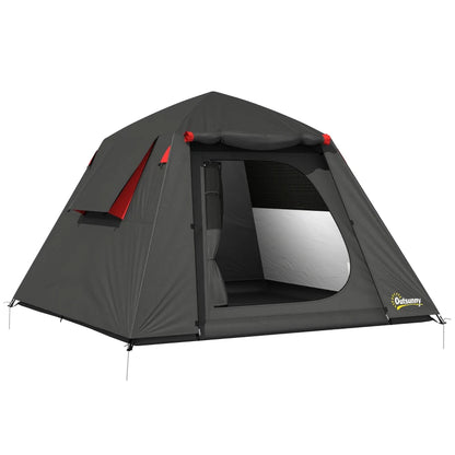 Nancy's Soave Kampeertent - Campingtent - 2-Persoons Koepeltent - Grijs / Rood - 210 x 210 x 150 cm