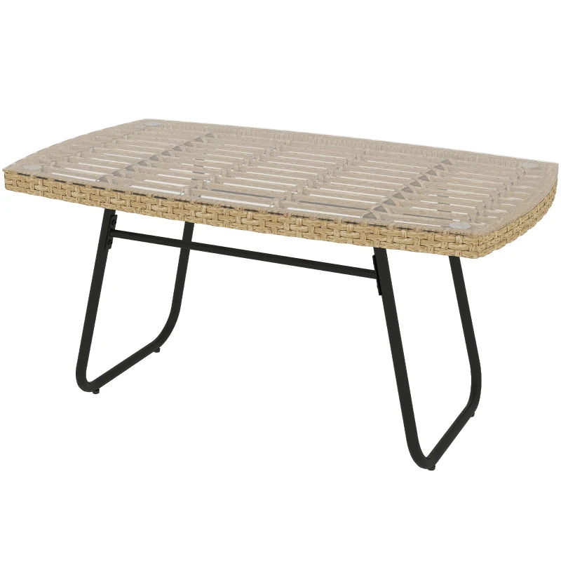Nancy's Corniglio Tuintafel - Terrastafel - Balkontafel - Natuurlijk Hout - Rotan / Glas - 90 x 50 x 45 cm