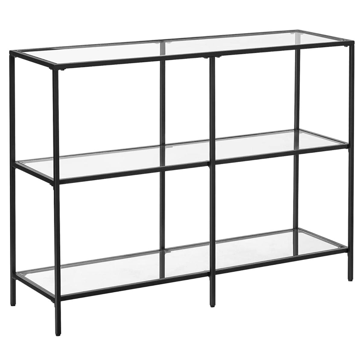 Nancy’s Chacacal Sidetable - Consoletafel - Bijzettafel - met Gehard Glas - Modern - Zwart - Staal - ± 100 x 30 x 70 cm