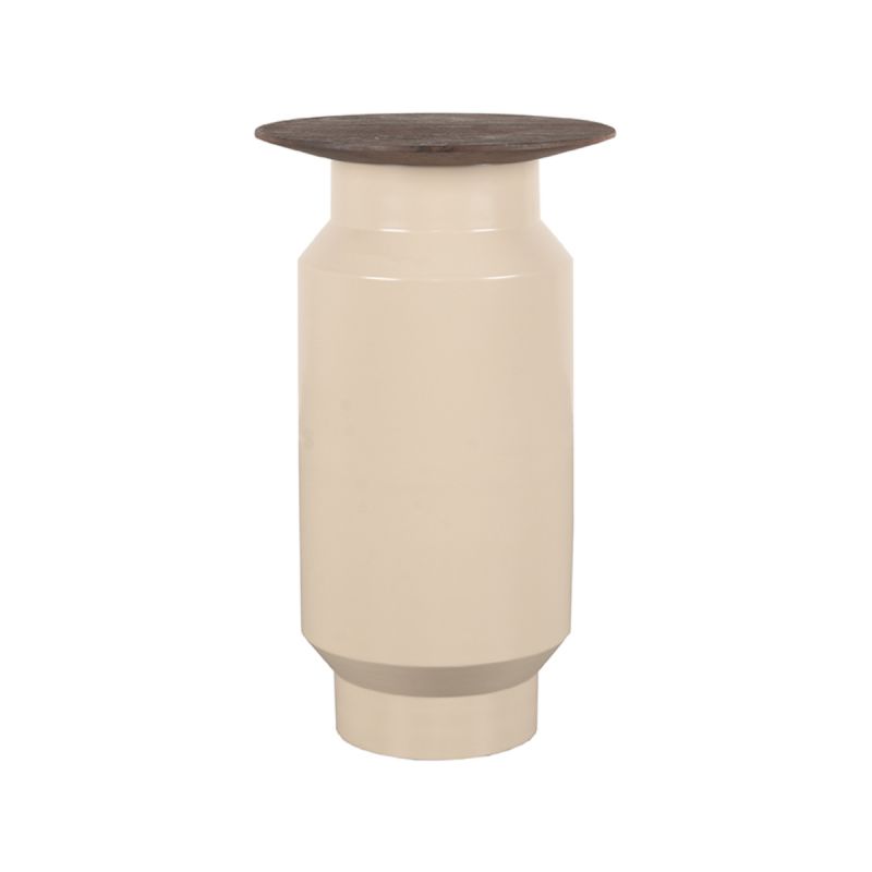LABEL51 Bijzettafel Jik - Beige - Mangohout - Ø 35 cm
