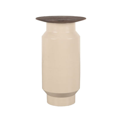 LABEL51 Bijzettafel Jik - Beige - Mangohout - Ø 35 cm