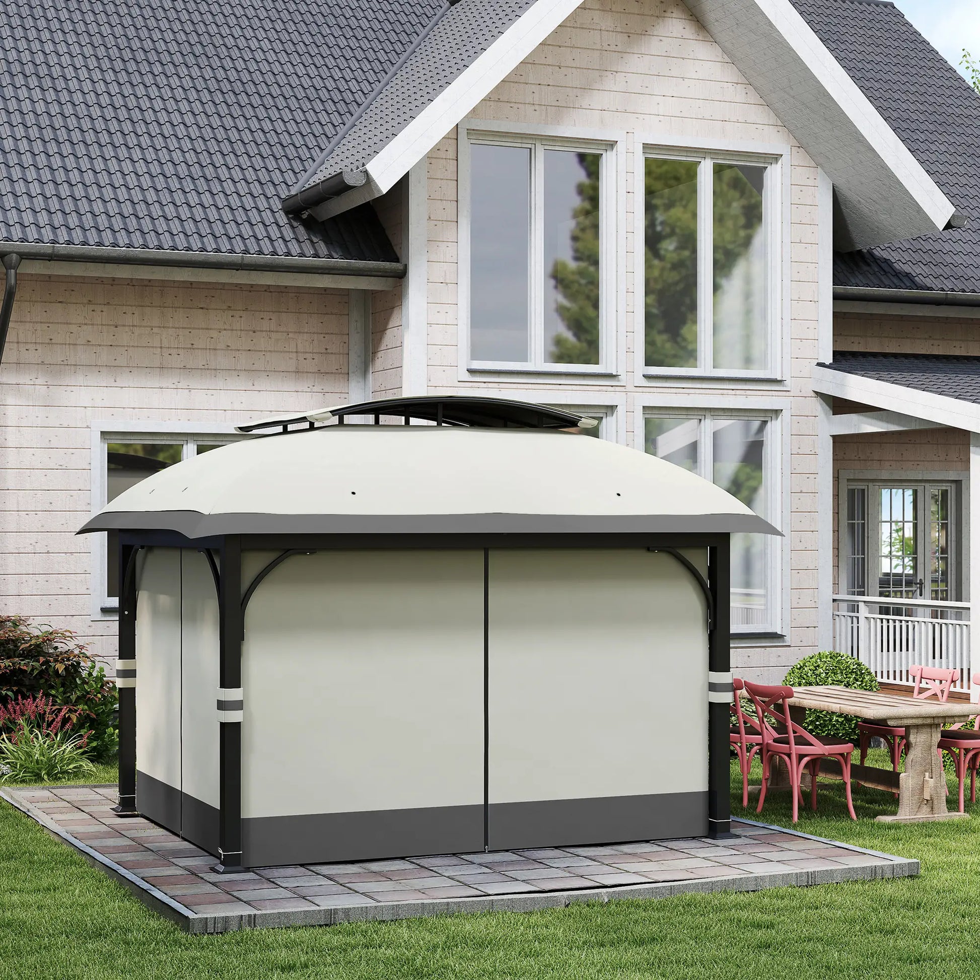 Nancy's Macieira Paviljoen - Tuinpaviljoen - Partytent - Tuintent - Grijs - ± 395 x 330 x 295 cm