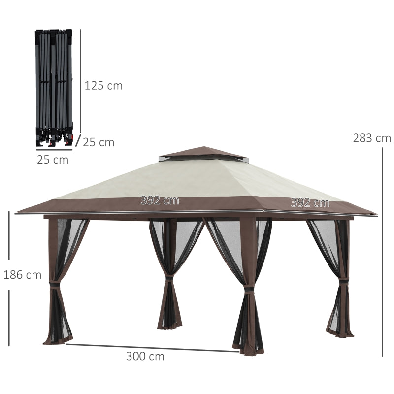 Nany's Pavlara Pavilion - Tente de fête - Pavillon de jardin - Beige - ± 400 x 400 cm