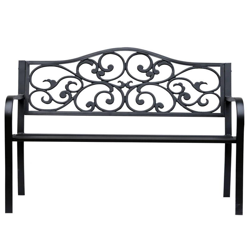 Nancy's Resia Tuinbank - Parkbank - Balkonbank - Zwart - Staal - ± 125 x 60 x 90 cm