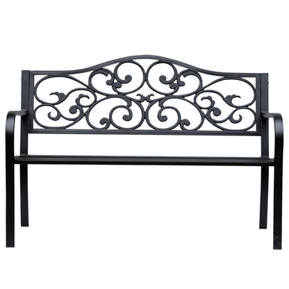 Nancy's Resia Tuinbank - Parkbank - Balkonbank - Zwart - Staal - ± 125 x 60 x 90 cm