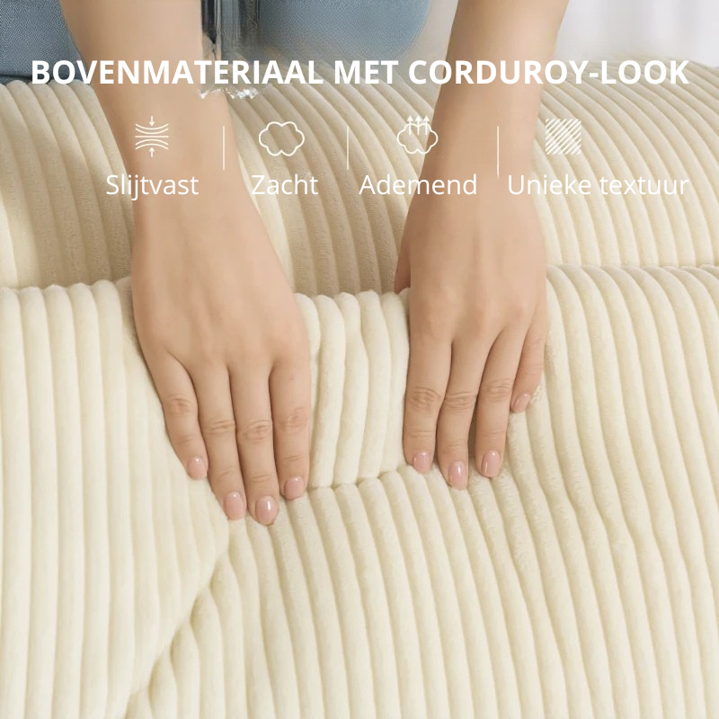 Nancy's Senales 3-Zitsbank - Driezitsbank - Woonkamerbank - Zitbank - Beige - Corduroy - ± 200 x 90 x 75 cm