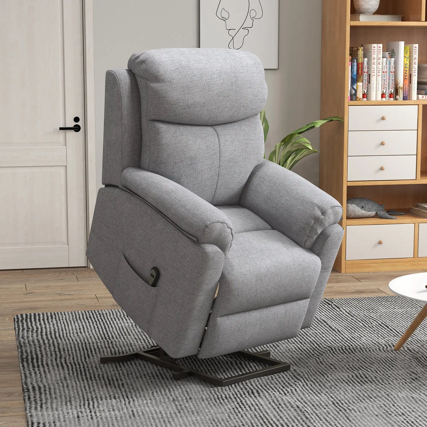 Nancy's Lanciano Sta op Stoel - Opsta Stoel - Seniorenstoel - Relaxfauteuil - Massagestoel - Grijs - Linnen