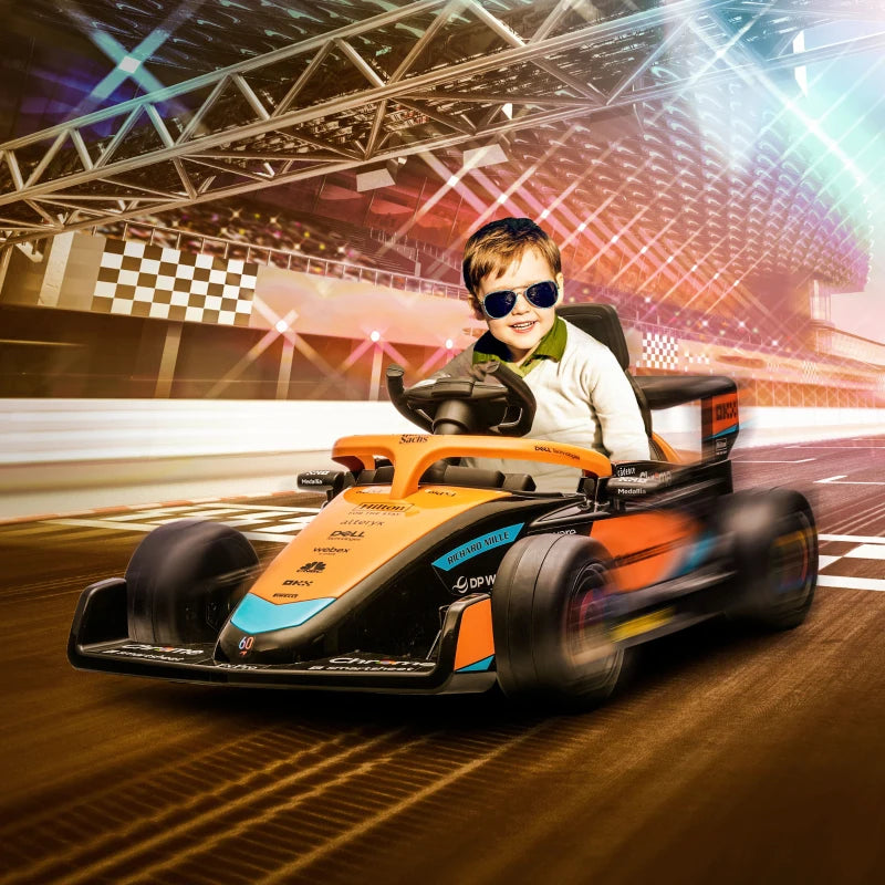 Nancy's Laurens Elektrische Kinderauto - MC Laren Formule 1 Auto voor Kinderen - Kindervoertuig - Muziek / Claxon - Oranje