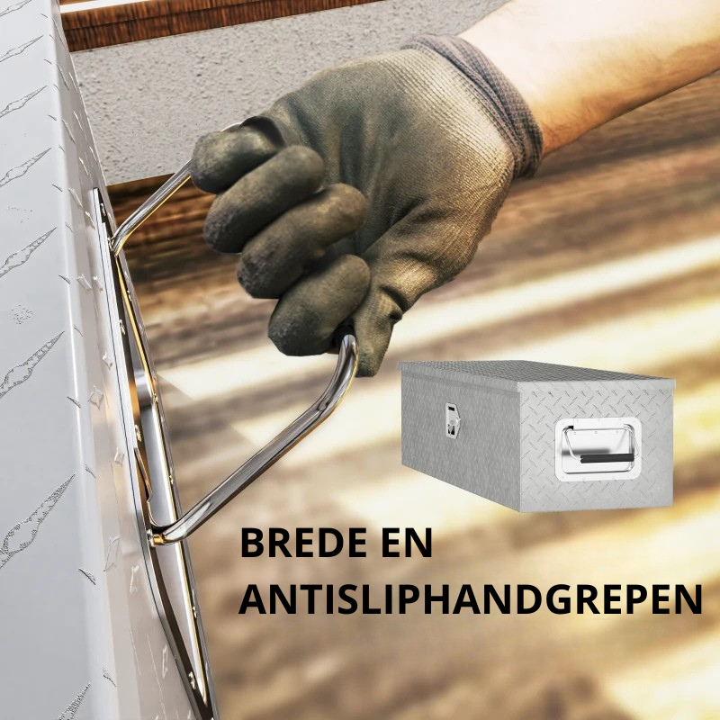 Nancy's Nerola Gereedschapskist - Gereedschapskoffer - Opbergbox - Zilver - Aluminium - ± 100 x 35 x 25 cm