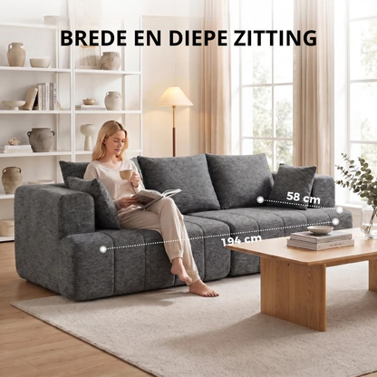 Nancy's Terlago 3-Zitsbank - Sofa - 3 Persoons Bank - Grijs - Chenille - ± 250 x 105 x 85 cm