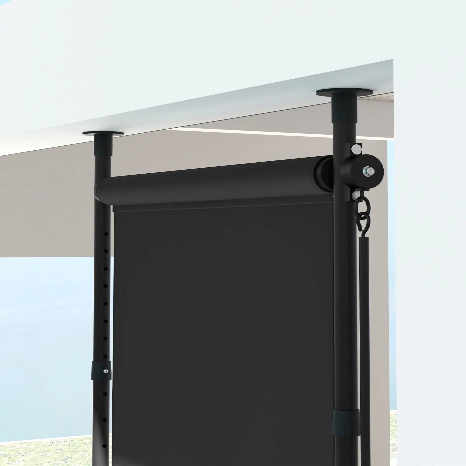 Nancy's Champdepraz Klemluifel - Zonnescherm - Privacyscherm - Luifel - Verstelbaar - Grijs - 120 x 220-310 cm