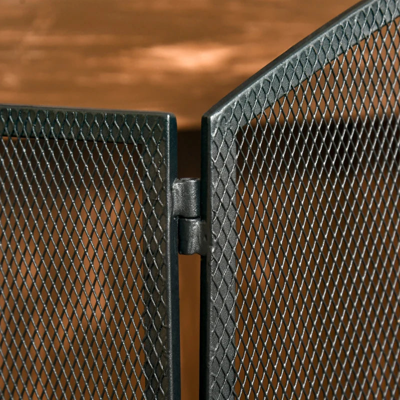 Nancy's Antanhol Haardscherm - Openhaardrek - Vonkenscherm - Zwart - Staal - ± 130 x 20 x 75 cm 