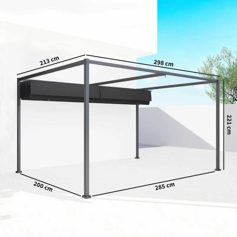 Nancy's Strove Pergola - Tuinpaviljoen - Zonwering - UV-Bestendig Zonnedak - Zwart - ± 300 x 215 x 220 cm