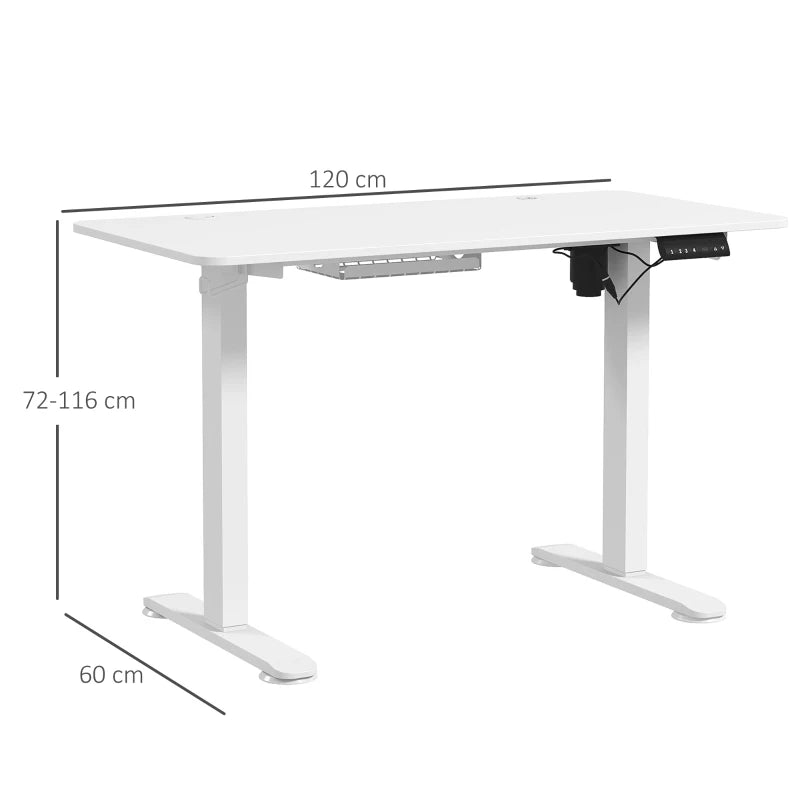 Nancy's Ascea Verstelbaar Bureau - Zit-Sta Bureau - Elektrisch Bureau - Wit - ± 120 x 60 x 72-116 cm