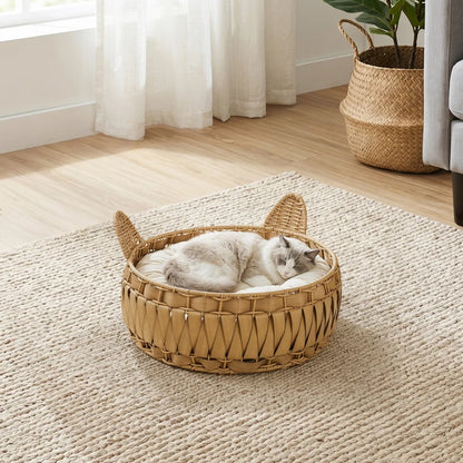 Nancy's Tarquinia Kattenmand - Kattenbed - Afneembaar kussen - Rotan - 50 x 50 x 25 cm
