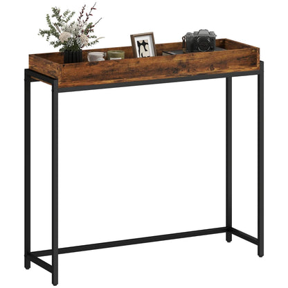 Nancy's Patti Sidetable - Consoletafel - Bijzettafel - Bruin / Zwart - ± 100 x 30 x 90 cm
