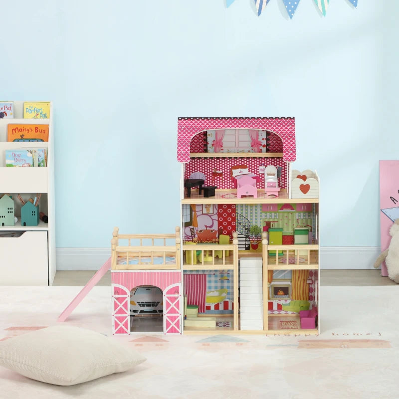 Nancy's Cesar Poppenhuis - Speelhuis - Inclusief accessoires - Roze - Dennenhout