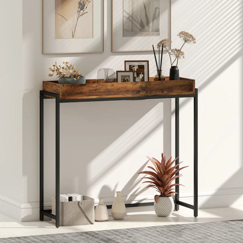 Nancy's Patti Sidetable - Consoletafel - Bijzettafel - Bruin / Zwart - ± 100 x 30 x 90 cm