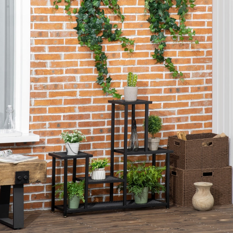 Nancy's Leganes Plant rack - Flower rack - Plant stairs - Flower stairs - Black - ± 90 x 25 x 80 cm