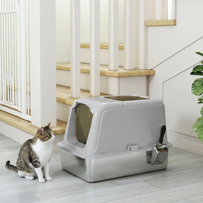Nancy's Taormina Kattenbak - Katten Toilet - Katten WC - Lichtrijs - RVS / Kunststof - ± 60 x 40 x 40 cm