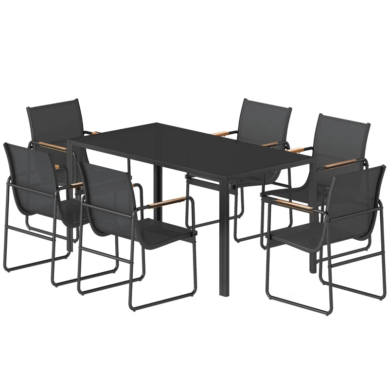 Nancy's Remanzacco Tuinset - Tuinmeubelset - Eettafel voor buiten - 7-Delig - Zwart