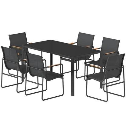 Nancy's Remanzacco Tuinset - Tuinmeubelset - Eettafel voor buiten - 7-Delig - Zwart