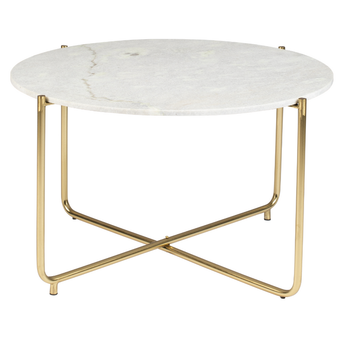 Table Hasbrouck Heights de Nancy - Moderne - Blanc - Marbre, Fer - 70 cm x 70 cm x 40 cm