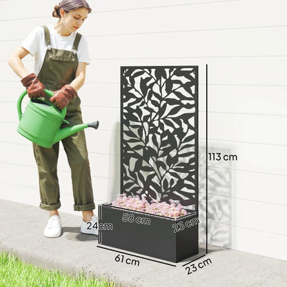 Nancy's Rioveggio Bloembak met Klimrek - Plantenbak - Plantenrek - Zwart - Staal - ± 60 x 25 x 115 cm