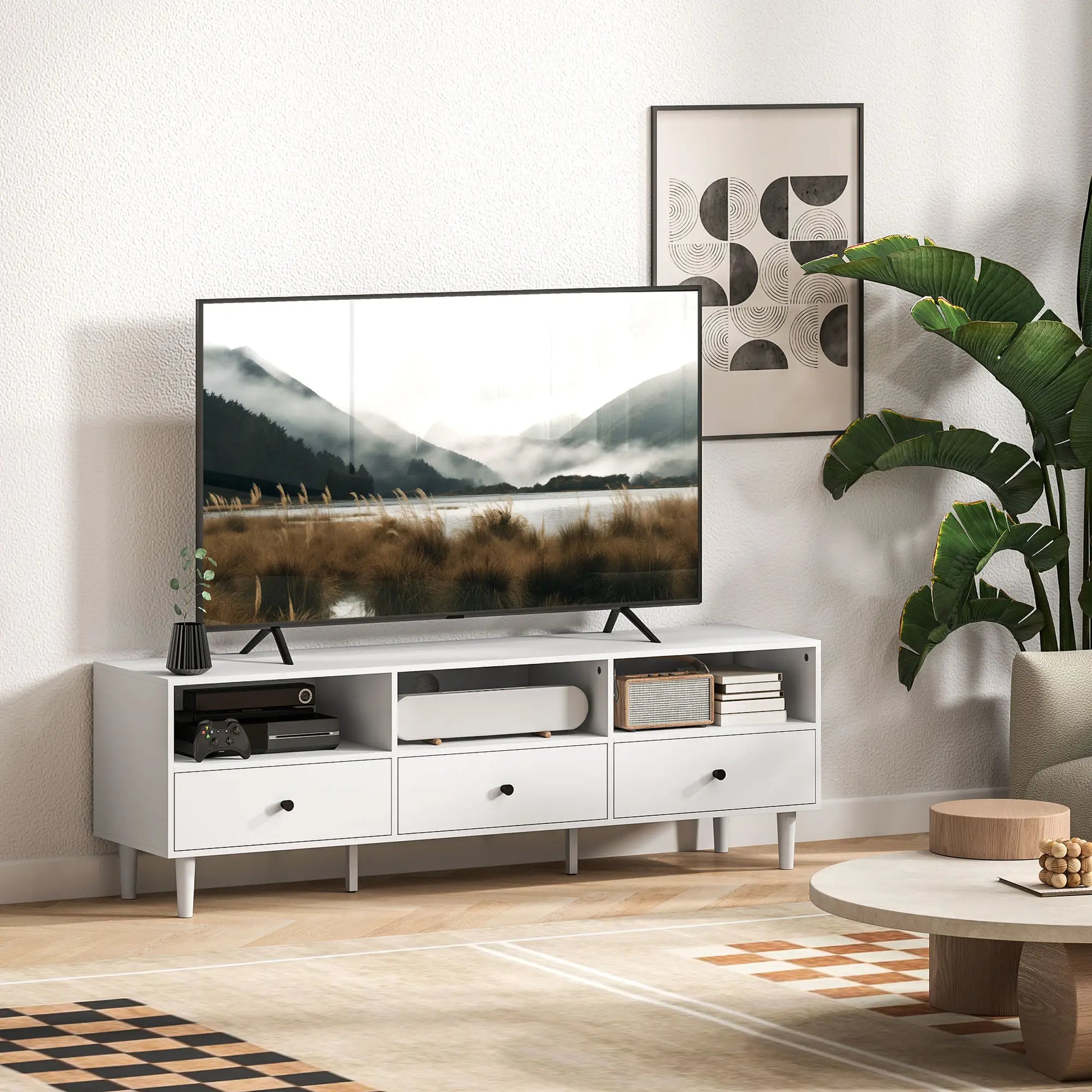 Nancy's Delianuova TV-Meubel - TV Kast - Lowboard - Wit - ± 140 x 35 x 45 cm