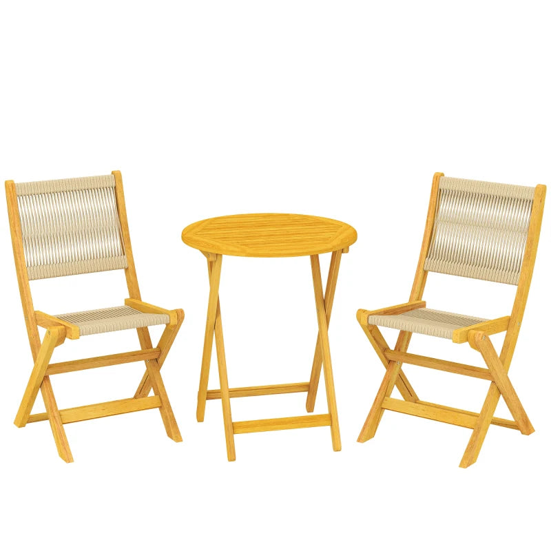 Nancy's Sarentino Bistroset - Balkonset - Tuinset - 3-Delig - Opvouwbaar - Hout / Beige - Acaciahout
