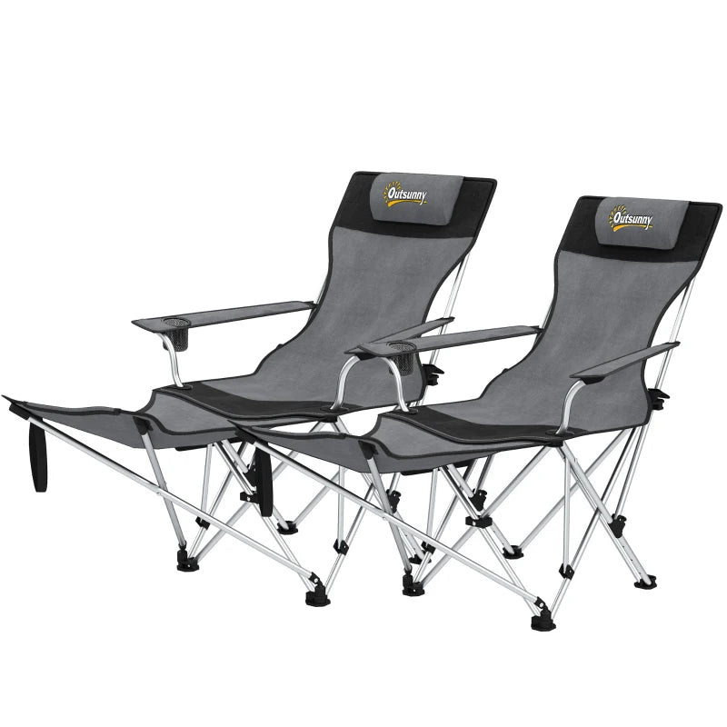 Nancy's Radicofani Campingstoelen - Strandstoelen - Set van 2 - Opvouwbaar - Grijs / Zwart