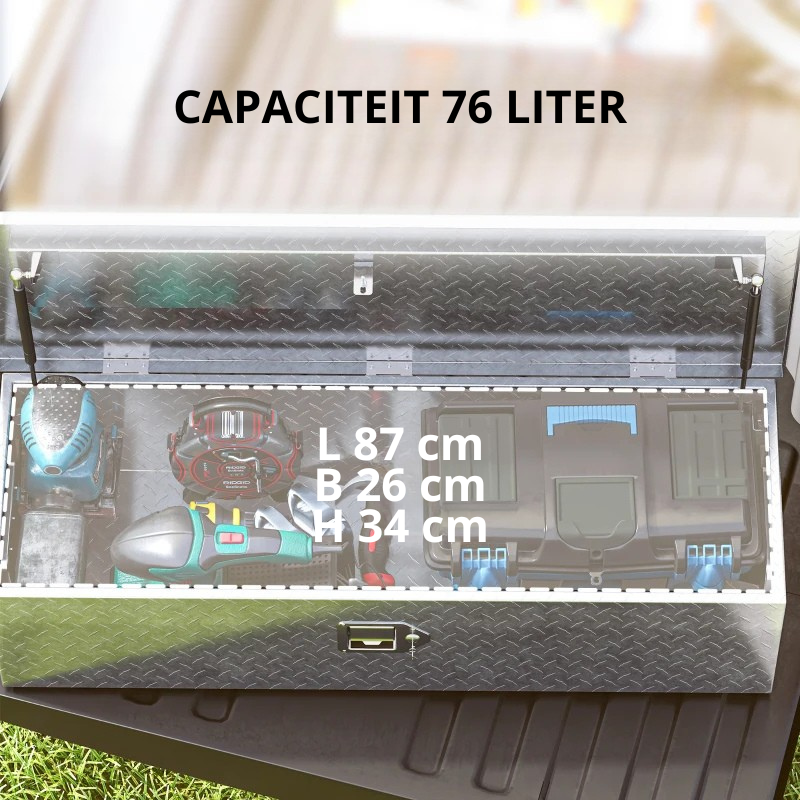 Nancy's Nerola Gereedschapskist - Gereedschapskoffer - Opbergbox - Zilver - Aluminium - ± 100 x 35 x 25 cm