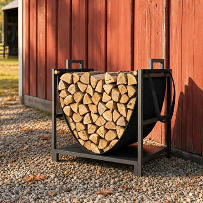 Nancy's Tremezzo Haardhoutrek - Rek voor haardhout - Brandhoutrek - Opbergrek voor haardhout - Zwart - Staal