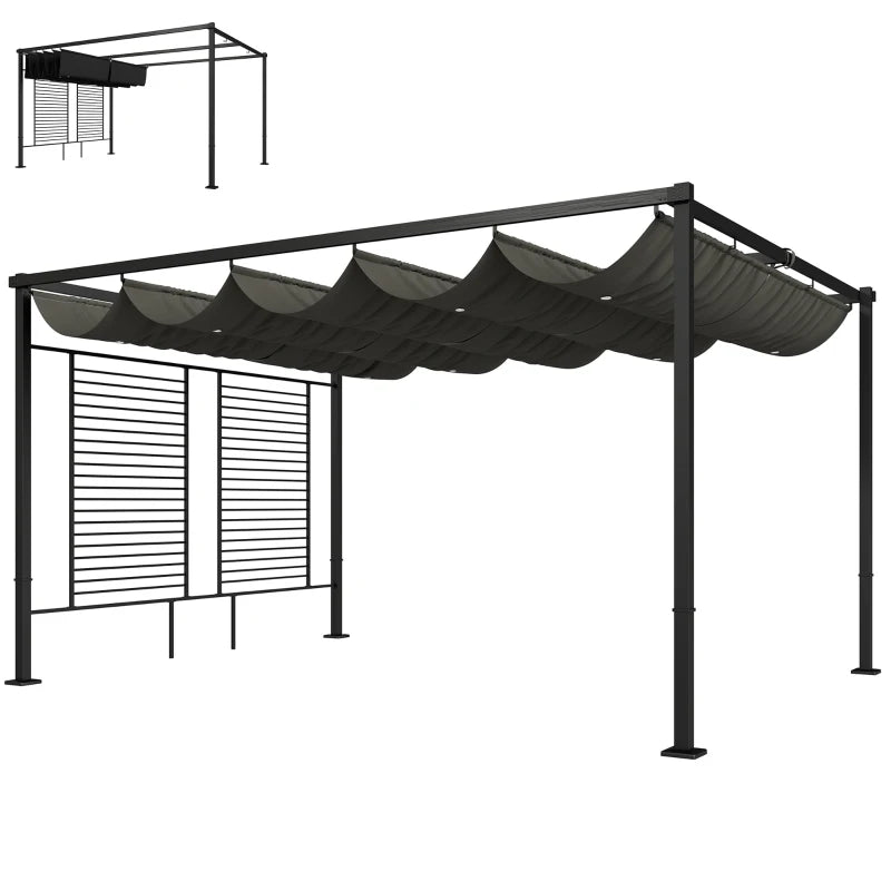 Nancy's Primiero Pergola - Terrasoverkapping - Intrekbaar dak - Grijs - Staal - ± 385 x 300 x 220 cm