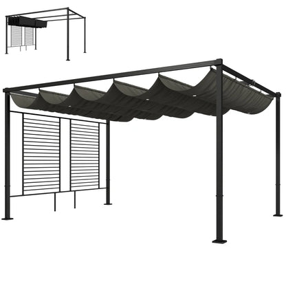 Nancy's Primiero Pergola - Terrasoverkapping - Intrekbaar dak - Grijs - Staal - ± 385 x 300 x 220 cm