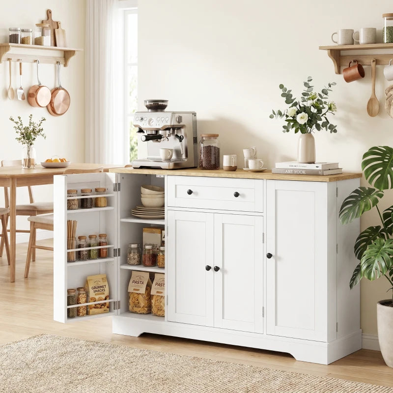 Nancy's Teglio Keukenkast - Opbergkast - Voorraadkast - Dressoir - Wit / Eiken - ± 140 x 40 x 85 cm