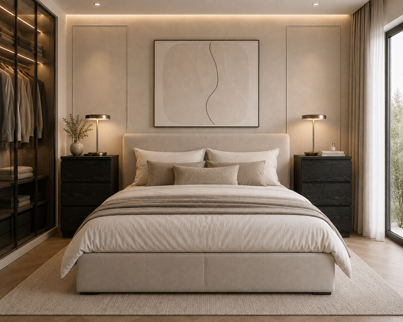 Casamoda Hoog Nachtkastje voor Boxspring met Stopcontact en USB - Ladekastje - 3 Lades - Zwart - 40 x 35 x 70 cm
