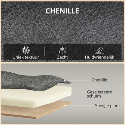 Nancy's Sepino 2-Zitsbank - Tweezitsbank - Woonkamerbank - Zitbank - Grijs - Chenille - ± 115 x 65 x 80 cm