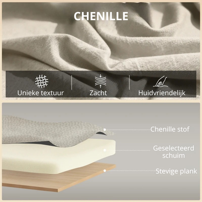 Nancy's Sequals 2-Zitsbank - Woonkamerbank - Tweezitsbank - Bank - Beige - Chenille - ± 115 x 65 x 80 cm