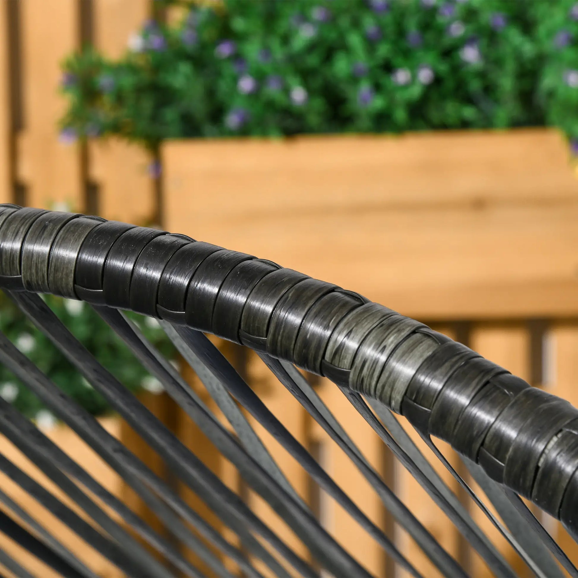 Nancy's Corato Loungestoel - Ei Stoel - Tuinstoel - Grijs / Zwart - Rotan