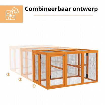 Nancy's Perledo Kippenhok - Kippenren - Sparrenhout - ± 140 x 85 x 80 cm