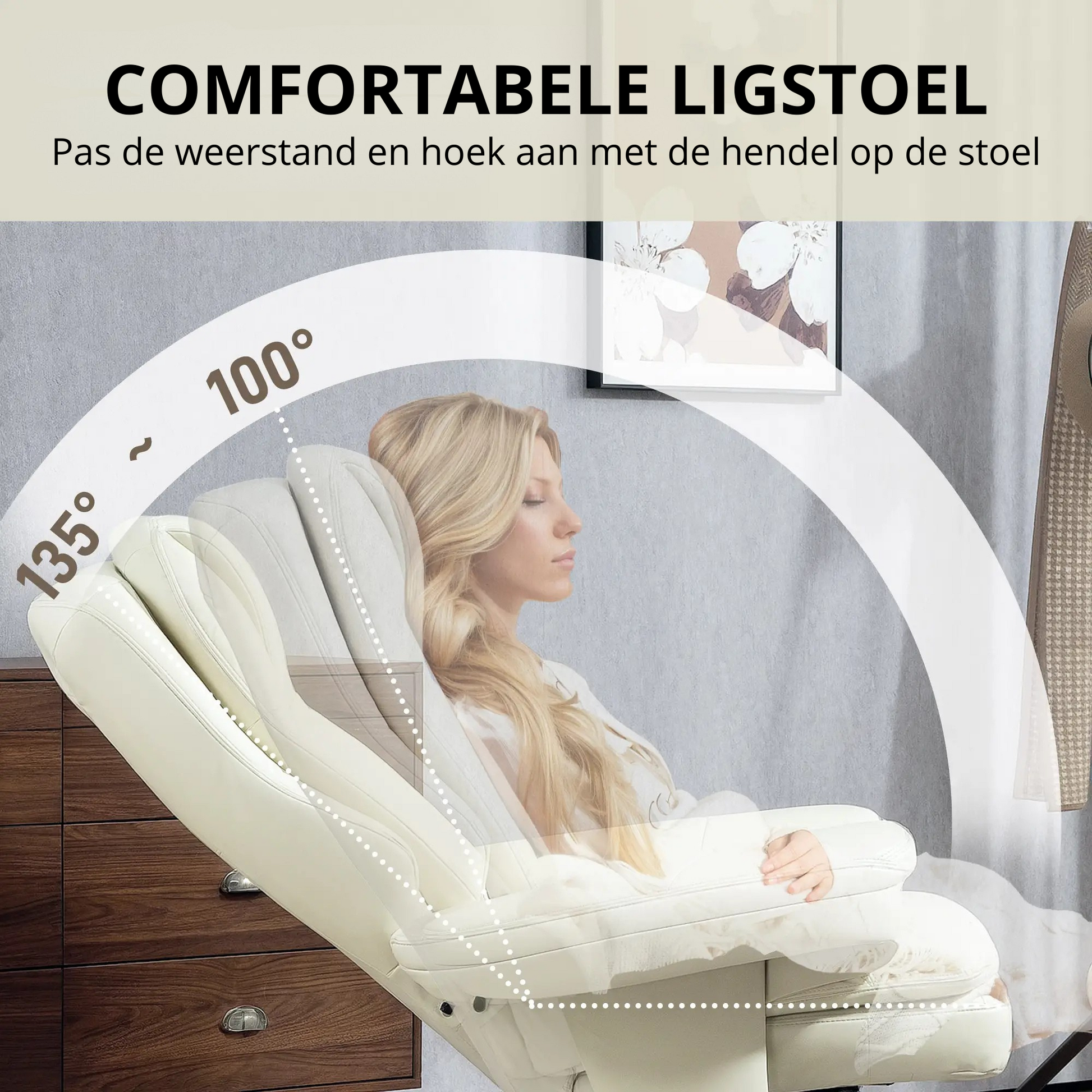 Nancy's Abiul Relaxfauteuil - Relaxstoel - Loungestoel - Ergonomisch - Wit - Kunstleer