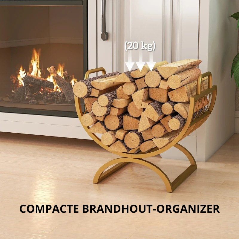 Nancy's Mortara Haardhoutrek - Houtrek - Houtopslag - Brandhoutrek - Goud - Staal