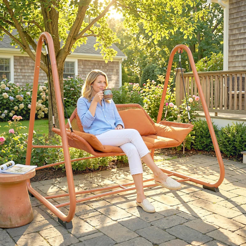 Nancy's Saturnia Schommelbank - Hollywoodschommel - Tuinschommel - Terracotta - ± 175 x 120 x 160 cm