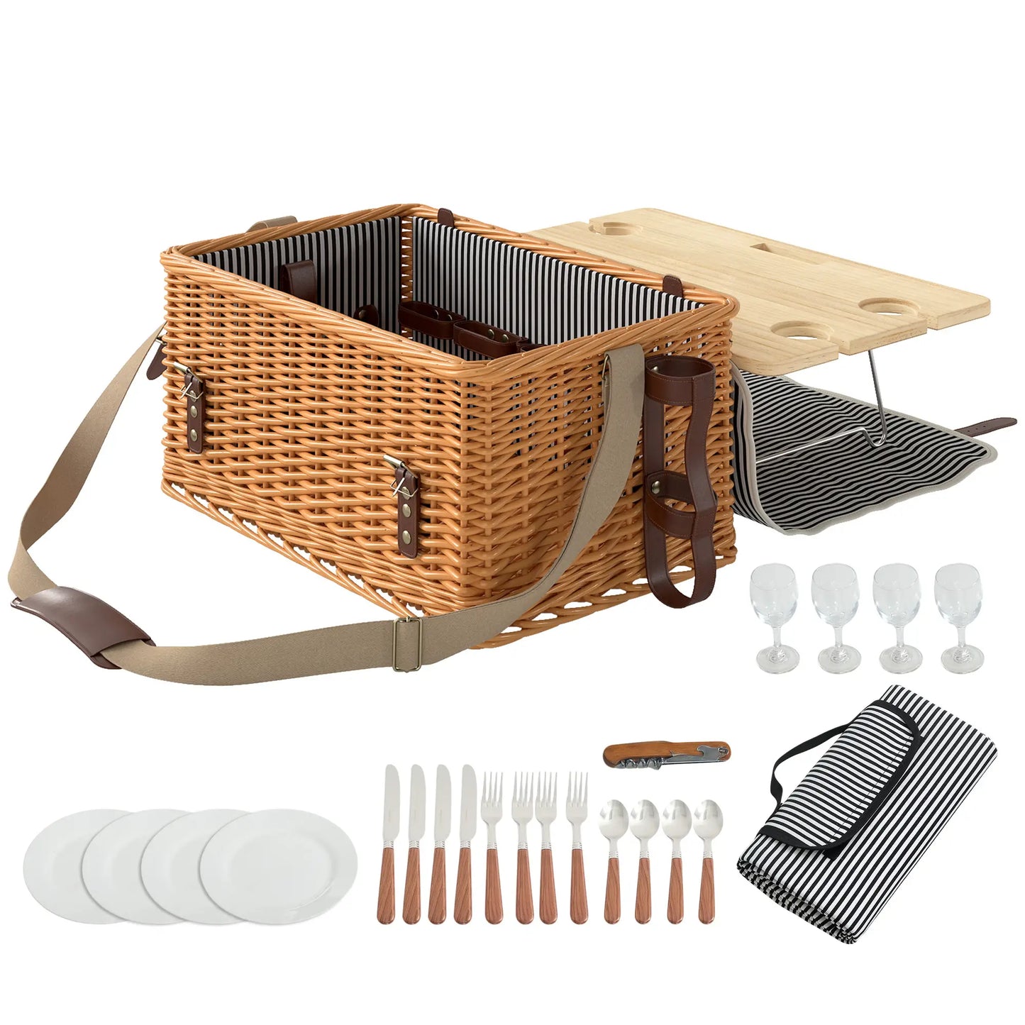 Nancy's Gargazzone Picknickset - Picknickmand met Accessoires - Uitklapbaar tafeltje