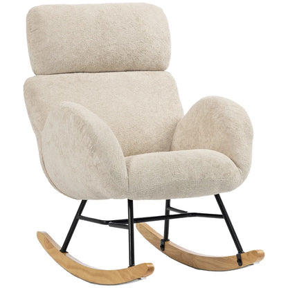 Nancy's Varago Schommelstoel - Relaxstoel - Relaxfauteuil - Crèmewit - Fluweel