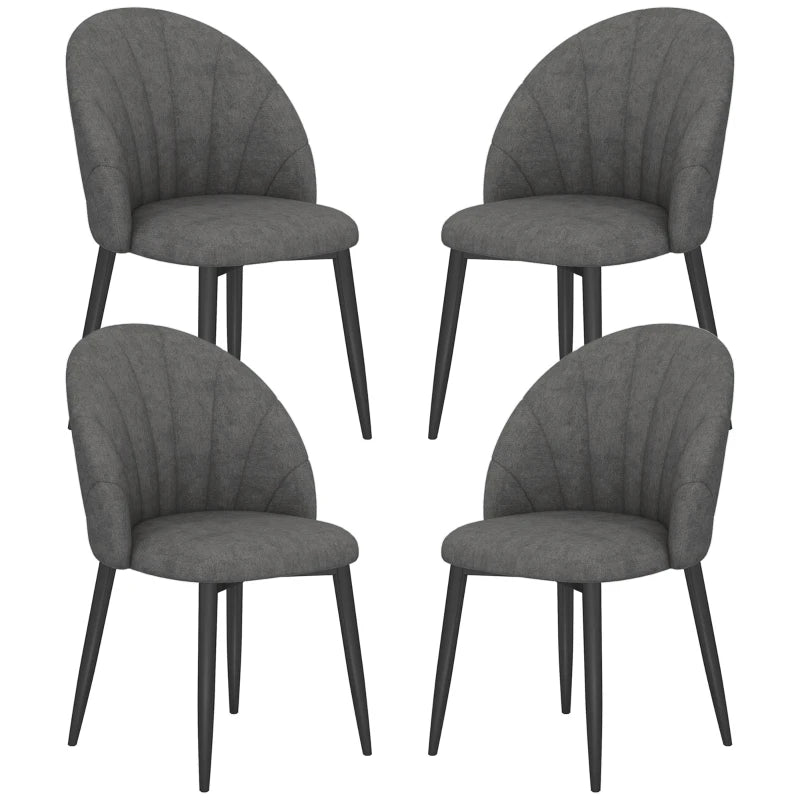 Nancy's Montescano Eetkamerstoelen - Set van 4 - Keukenstoelen - Grijs / Zwart - Fluweel