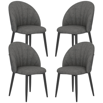 Nancy's Montescano Eetkamerstoelen - Set van 4 - Keukenstoelen - Grijs / Zwart - Fluweel