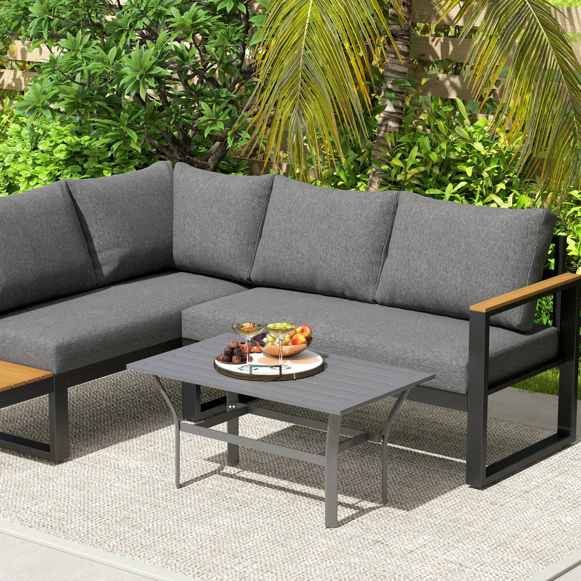 Nancy's Cormons Tuintafel - Terrastafel - Tafel voor Buiten - Grijs - Staal - ± 90 x 55 x 45 cm
