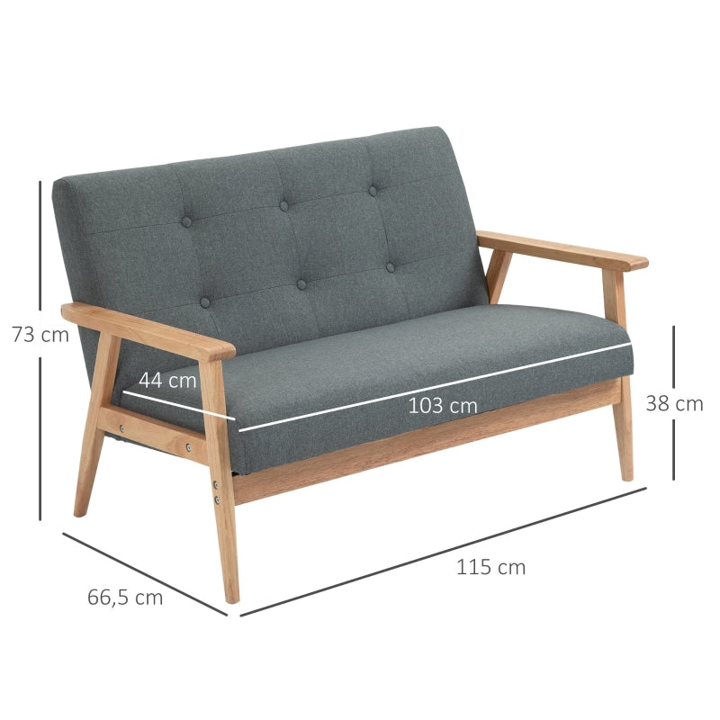 Nancy's Eye 2 zits bank twee zits stoffen bank dubbele bank bekleding loveseat compact design linnen rubberwood grijs